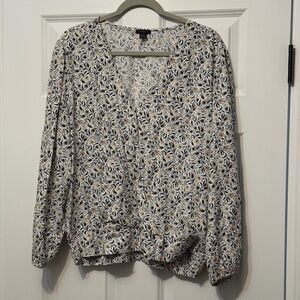 Ann Taylor Factory Long-Sleeve Floral Print Blouse
